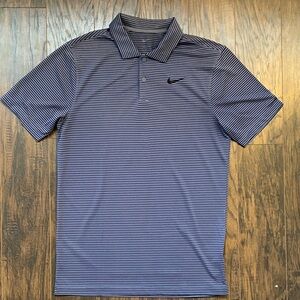 Nike Men's Navy Striped Polo Shirt